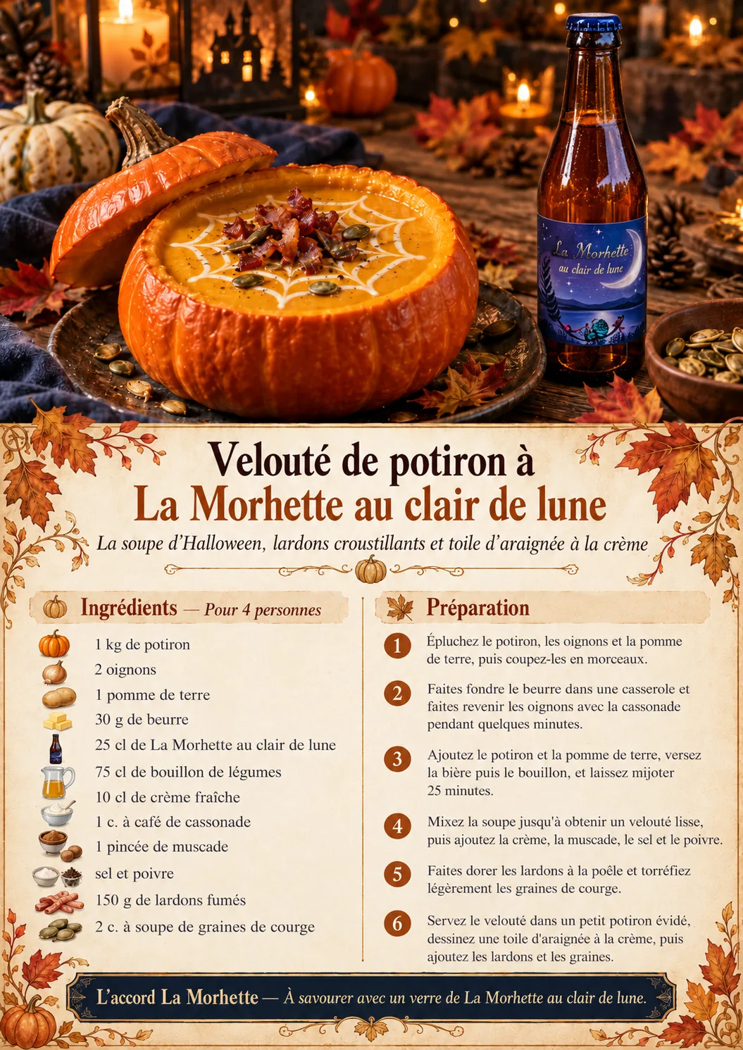Velouté de potiron à La Morhette au clair de lune